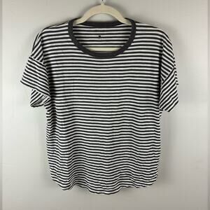 Madewell Brown and White Striped Short Sleeve Tee Soft Size Large L